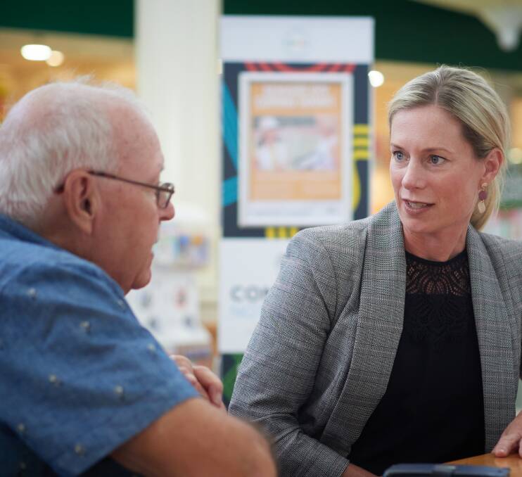 Concerned constituent Russell Parker and Opposition leader Rebecca White. Picture by Rod Thompson