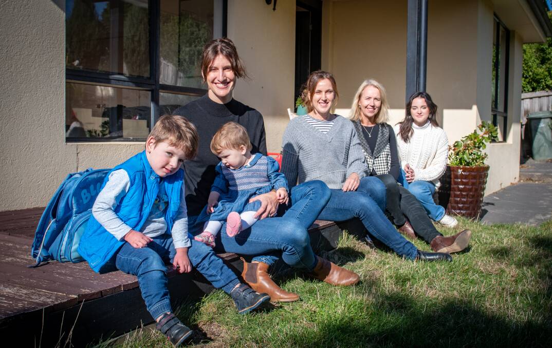 GROUNDBREAKING: Trevallyn resident Rachael Parry with her son three-year-old son Robbie and nine-month-old daughter Elizabeth, with Emma Clarkson, Helen Lindner, and Iris Maher. Picture: Paul Scambler