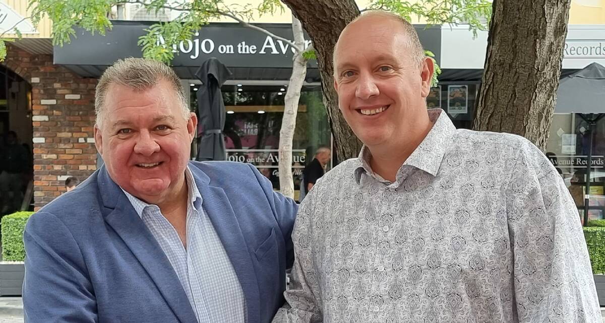 COLLEAGUES: United Australia Party leader Craig Kelly with Lyons UAP candidate Jason Evans meeting in Launceston earlier this year. Picture: Facebook