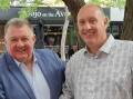 COLLEAGUES: United Australia Party leader Craig Kelly with Lyons UAP candidate Jason Evans meeting in Launceston earlier this year. Picture: Facebook