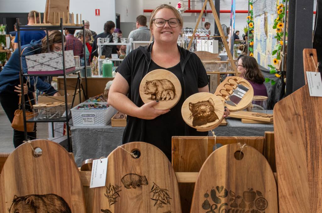 TALNTED: Owner of Laser Stuff Tasmania, Sharee Brown, at the Launceston Conference Centre for the Tassie Makers and Creators Festival. Picture: Paul Scambler