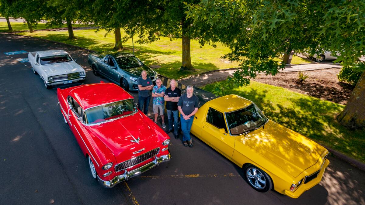 START YOU ENGINES: Holden and GM enthusaists Dean Harris, Paul Wilson, Leigh Flaherty and Phil Grace. Picture: Phillip Biggs