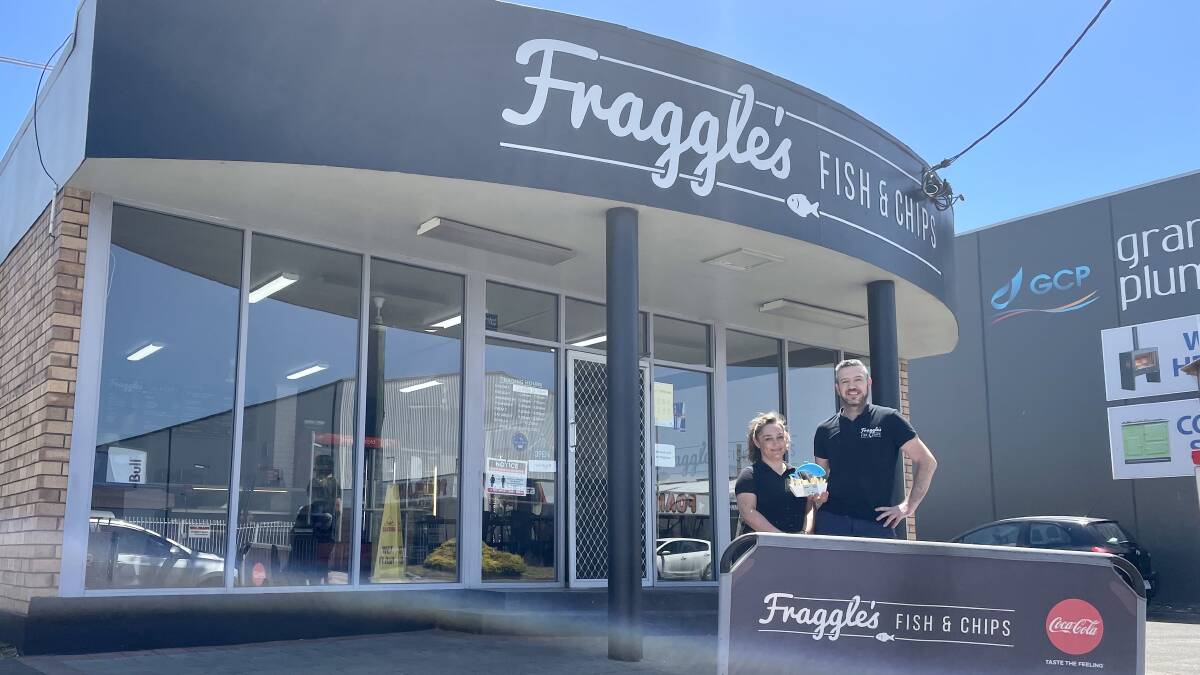 CHIPS OFF THE BLOCK: Chris Fragoulis and Rania Bourdouvali outside Fraggle's in Invermay after winning their third consecutive Great Australian Fish & Chip Award. Picture: Joshua Peach 