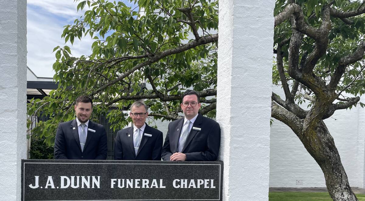 MEMORIAL: Funeral directors Oscar and Simon Phillips and manager Simon Rice. Picture: Joshua Peach 