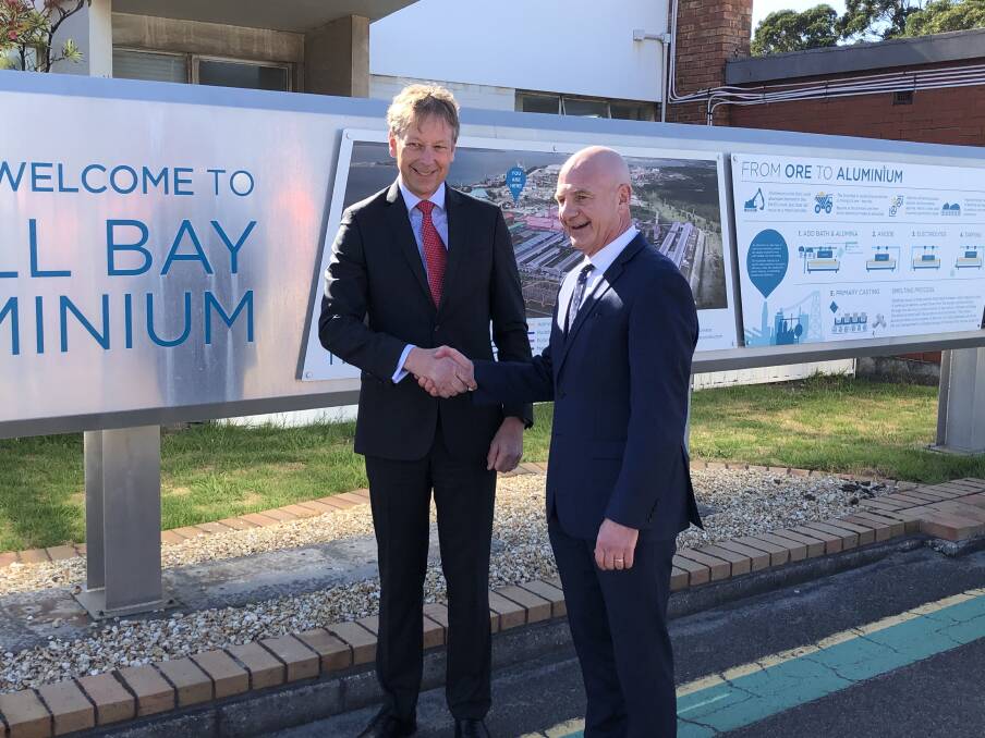BELL BAY MOU: Peter Gutwein with Jakob Stausholm. Picture: Supplied