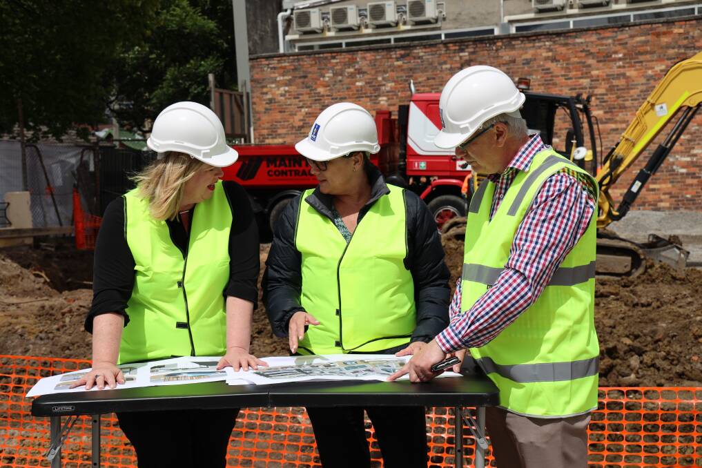 Soil was first turned on the Canning Street site in December last year by Bass Liberal MLC Bridget Archer, Stride's Nicci Dickson and Mark Broxton from Primary Health Tasmania.
