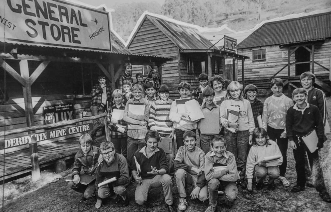 Pupils from the Scottsdale High School at the Derby tin mine museum in 1985. Picture: File