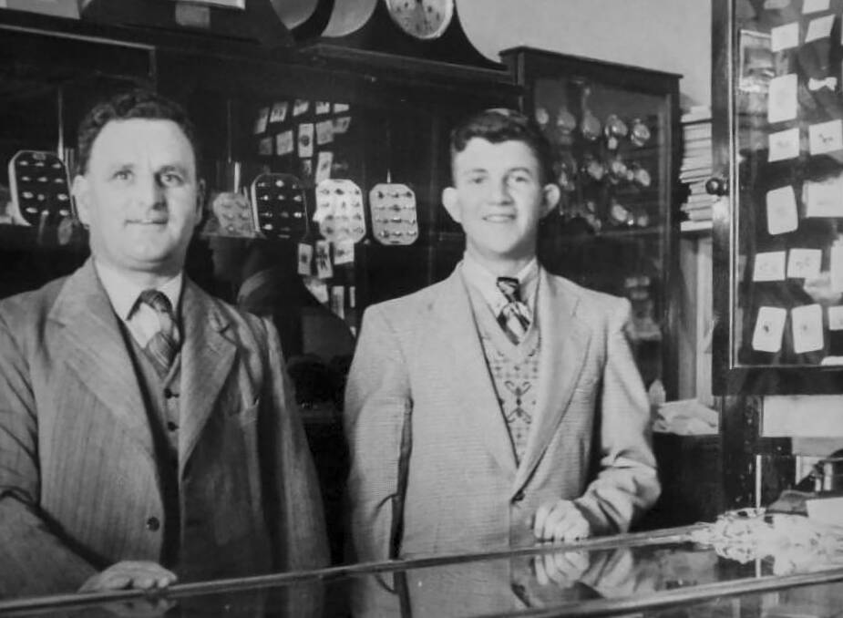 WATCHMAKERS: Robert Henry Edward Watson and Raymond Edward Watson at their store on St John Street in 1950. Picture: Supllied