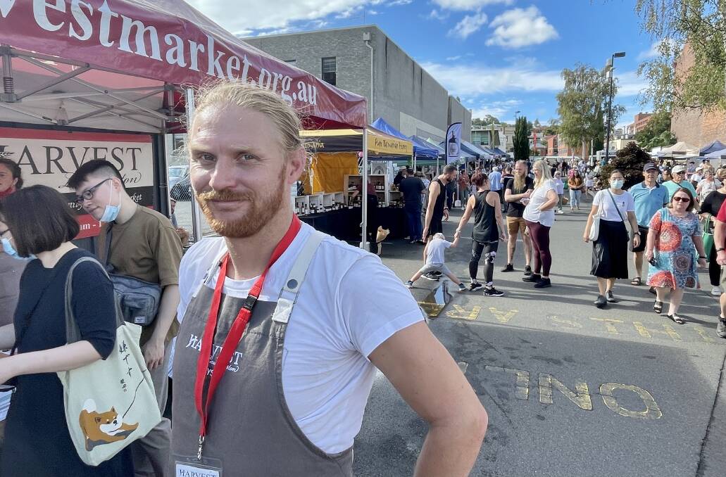 Harvest Market manager Rhys Hannan has noticed the number of visitors choosing to wear masks has dropped in recent weeks. Picture: Joshua Peach