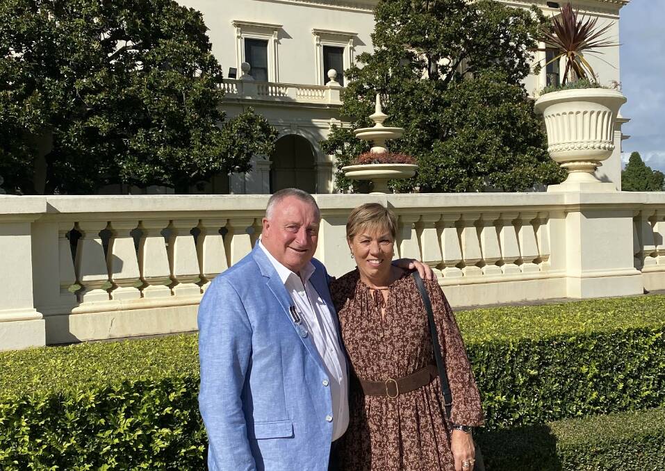 HONOURED: Rodney Patterson with wife Maree at Melbourne's Government House. Picture: Supplied.