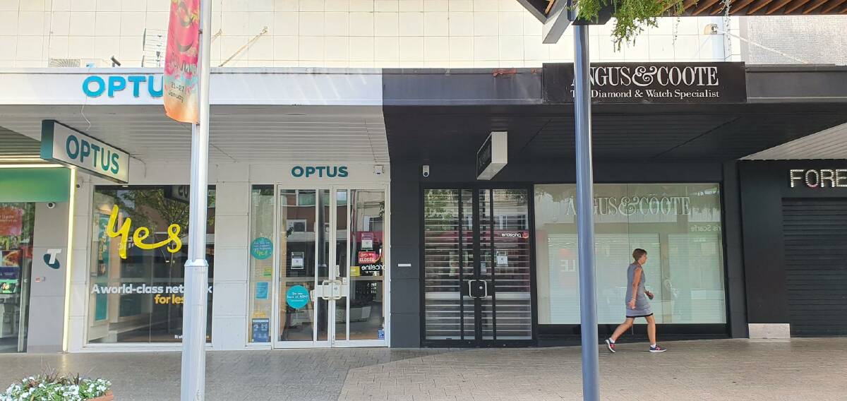 LEAK: The Brisbane Street Mall's Angus & Coote store and Optus branch were forced to close on Monday due to water damage. Picture: Supplied.