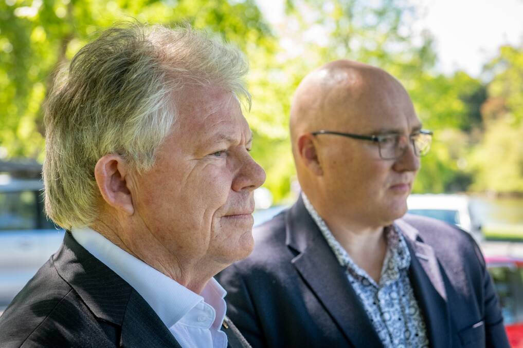 TESTING TROUBLE: Robert Mallett and Michael Bailey have called for the government to "abolish" COVID-19 testing when the state reopens on December 15. Picture: Paul Scambler