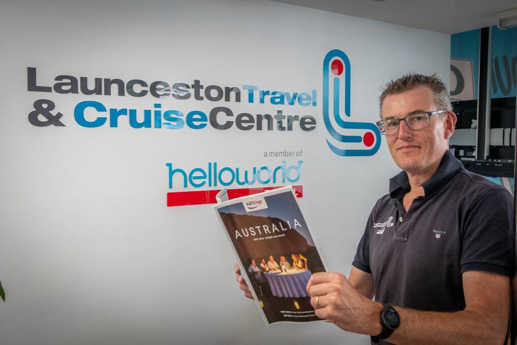 FLIGHTS OF FANCY: Andrew Brown, co-owner of the Launceston Travel and Cruise Centre. Picture: Paul Scambler