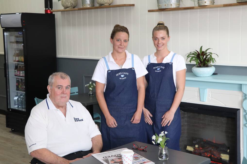 Owner Russell Gray with manager Amie Murdock and Taleshia Halsall. Picture: Brett Jarvis.