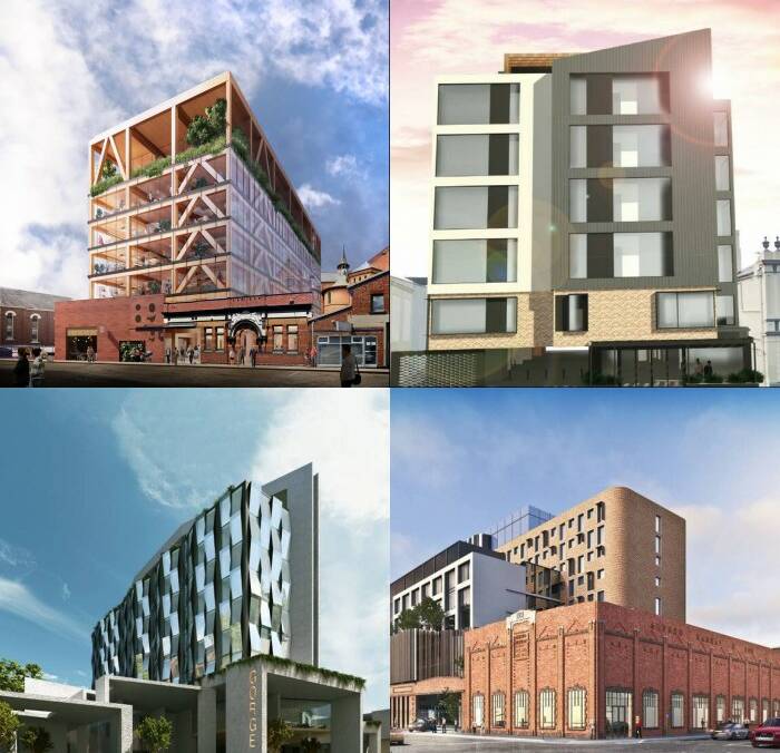 ON THE RISE: Renderings of the proposed St.LukesHealth, Boland Street Hotel, Gorge Hotel and Fragrance Group developments. Picture: File
