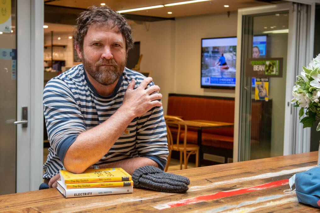 BRIGHT SPARK: Saul Griffith in Launceston promoting his new book "The Big Switch". Picture: Paul Scambler. 