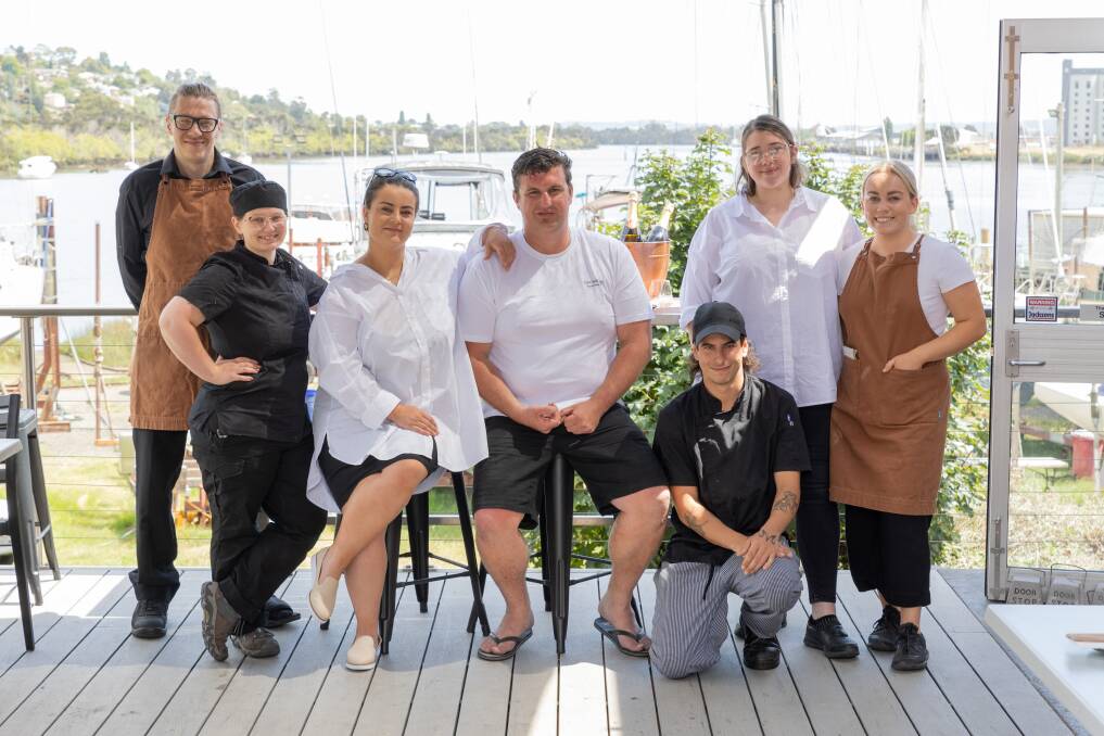 DINING WITH DARLINGS: Dare Darlin's James Probert, Caitlin Quick, Courtney Hill, James Murray, Liam Murphy, Diana Brunacci and Charlotte Oliver. Picture: Cameron Towns.