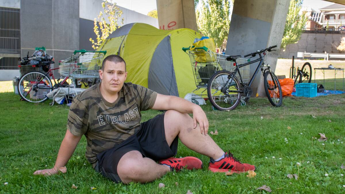 BRODIE'S BATTLE: Brodie White, 29, is one of many Tasmanians living on the streets. Pictures: Paul Scambler