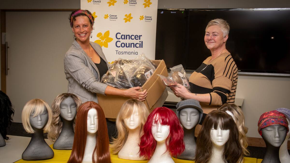 WIGS: Hayley Luttrell and Cancer Council support services coordinator Di Jessup are excited expand the state's wig library. Picture: Paul Scambler