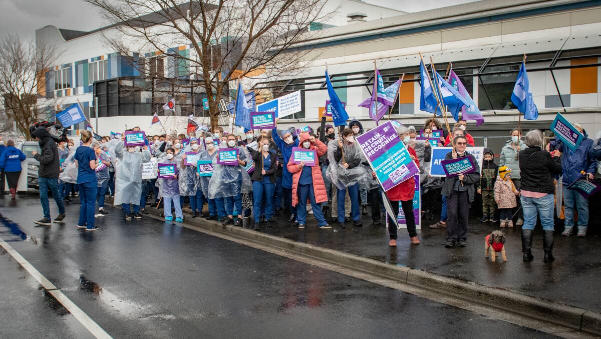 RETAIN RECRUIT RECOGNISE: Nurses and midwives strike for better work conditions. Picture: Paul Scambler