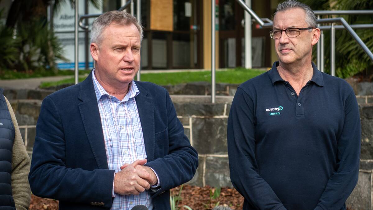 GP ACCESS: Premier Jeremy Rockliff and Colony 47 chief executive Danny Sutton. Picture: Paul Scambler