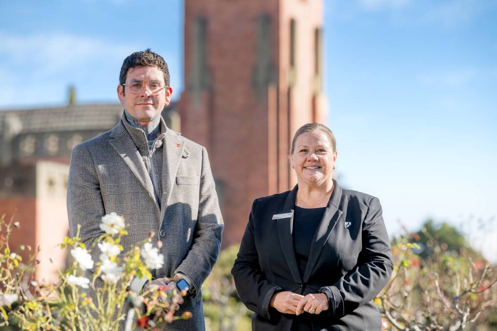 Launceston mayor Matthew Garwood and Carr Villa business leader Eve Gibbons invite residents to attend a Mother's Day Memorial Service at the facility's Chapel on Friday, May 10. Picture by Phillip Biggs