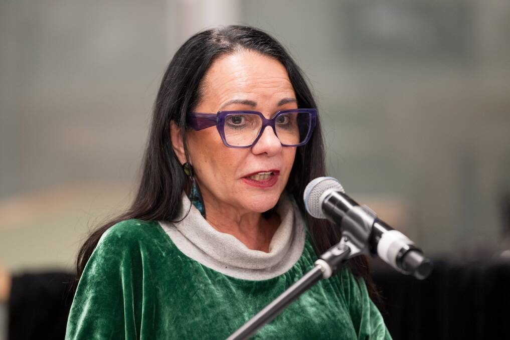 Federal minister for Indigenous Australians Linda Burney speaks at the Voice to Parliament discussion at UTAS. Picture by Phillip Biggs
