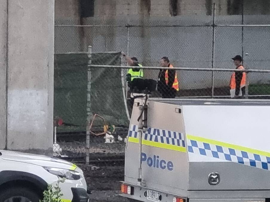 A badly injured person has been found on railway tracks in Burnie. Picture by Sean Ford.