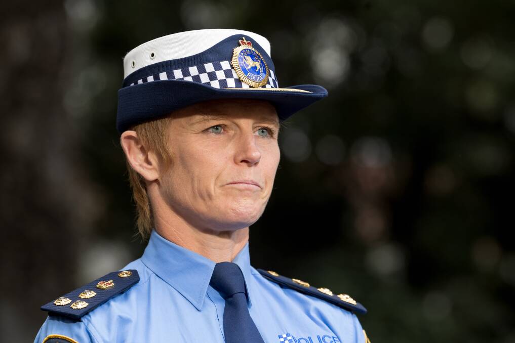 Tasmania Police Northern District Commander Kate Chambers speaks about the crash in St John Street involving an on-duty police officer. Picture by Phillip Biggs