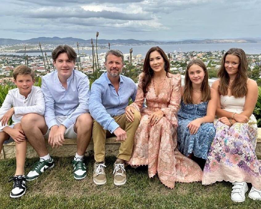Prince Frederik and Princess Mary of Denmark with their four children on a visit to Hobart in 2022. Picture supplied