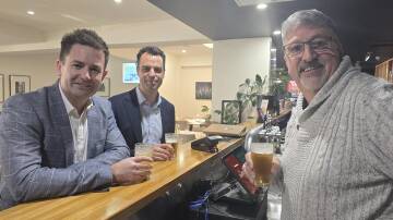 Opposition Leader Dean Winter, opposition cost of living spokesman Josh Willie and hospitality operator Darren Brown talk TasNetworks' proposed price hike. Picture supplied