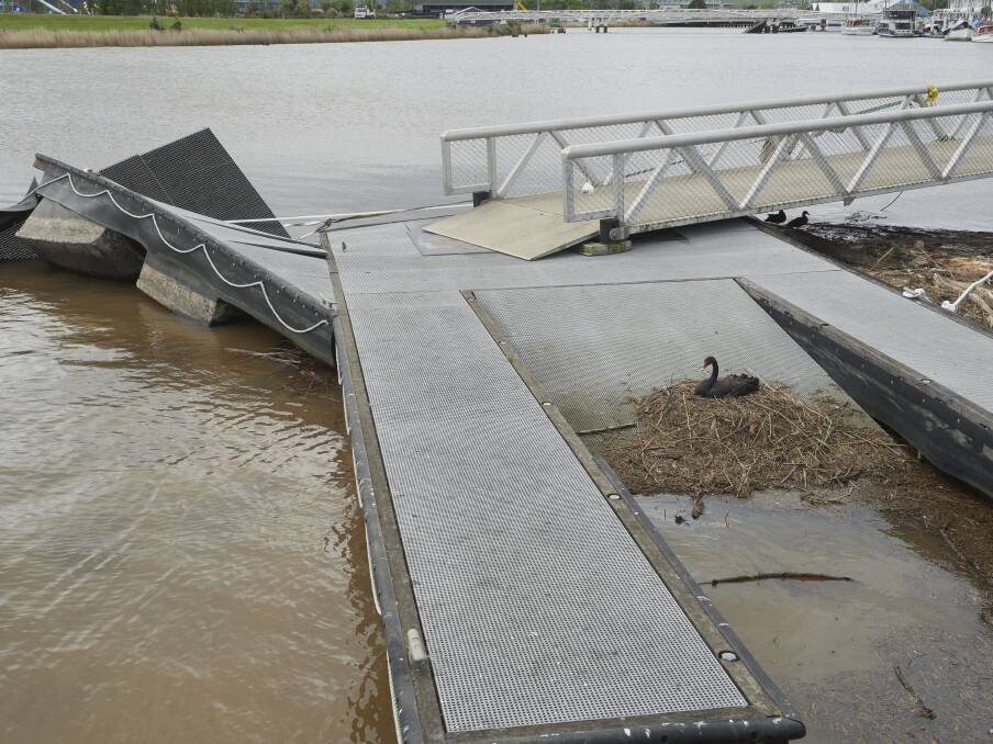 The pontoon was damaged during the October 2022 floods. Picture by Rod Thompson
