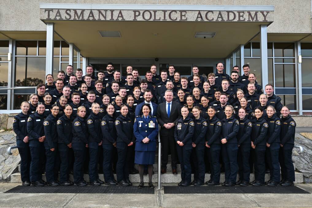 The full graduating cohort of 74 constables. Picture by Tasmania Police
