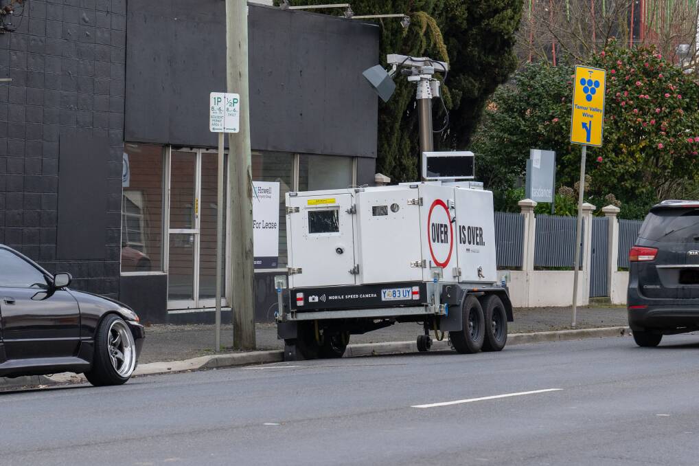 A speed camera trailer parked on Wellington Street, Launceston. Picture by Paul Scambler