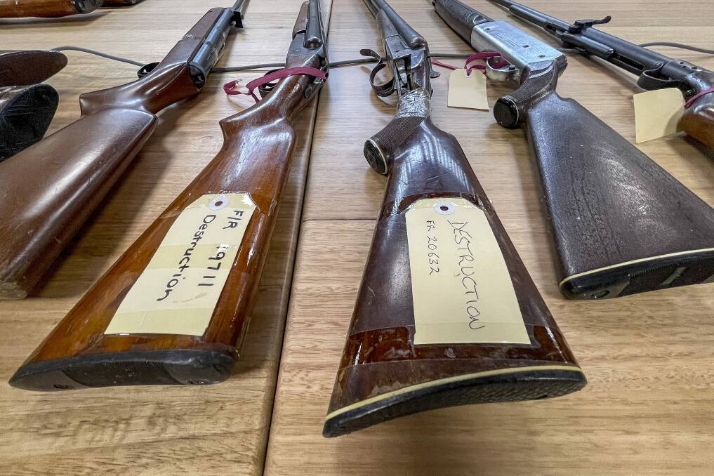 Changes to laws around pre-1900 firearms mean owners have to register their guns, sell them or surrender them to police for destruction, like these guns were in 2022. Picture by Phillip Biggs