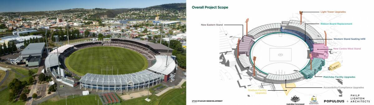 Designs for the revamped UTAS Stadium have been published, giving a first look at what the upgrades include. Pictures supplied