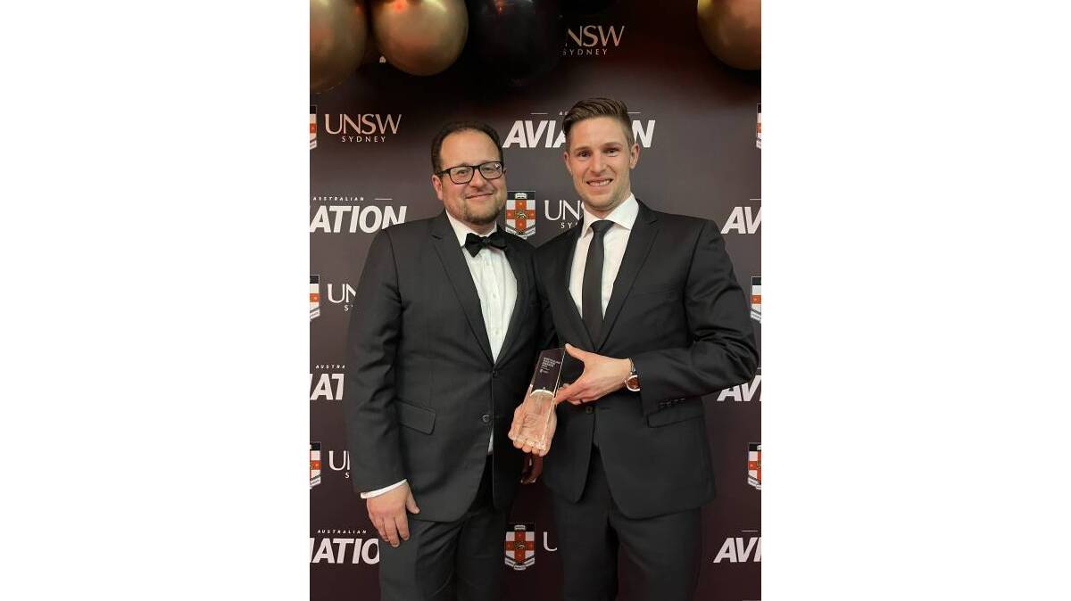 Launceston Airports Steven Pickering (Head of Commercial) and Ilya Brucksch (Head of Infrastructure Planning and Customer Experience) at the award ceremony. Picture: Supplied