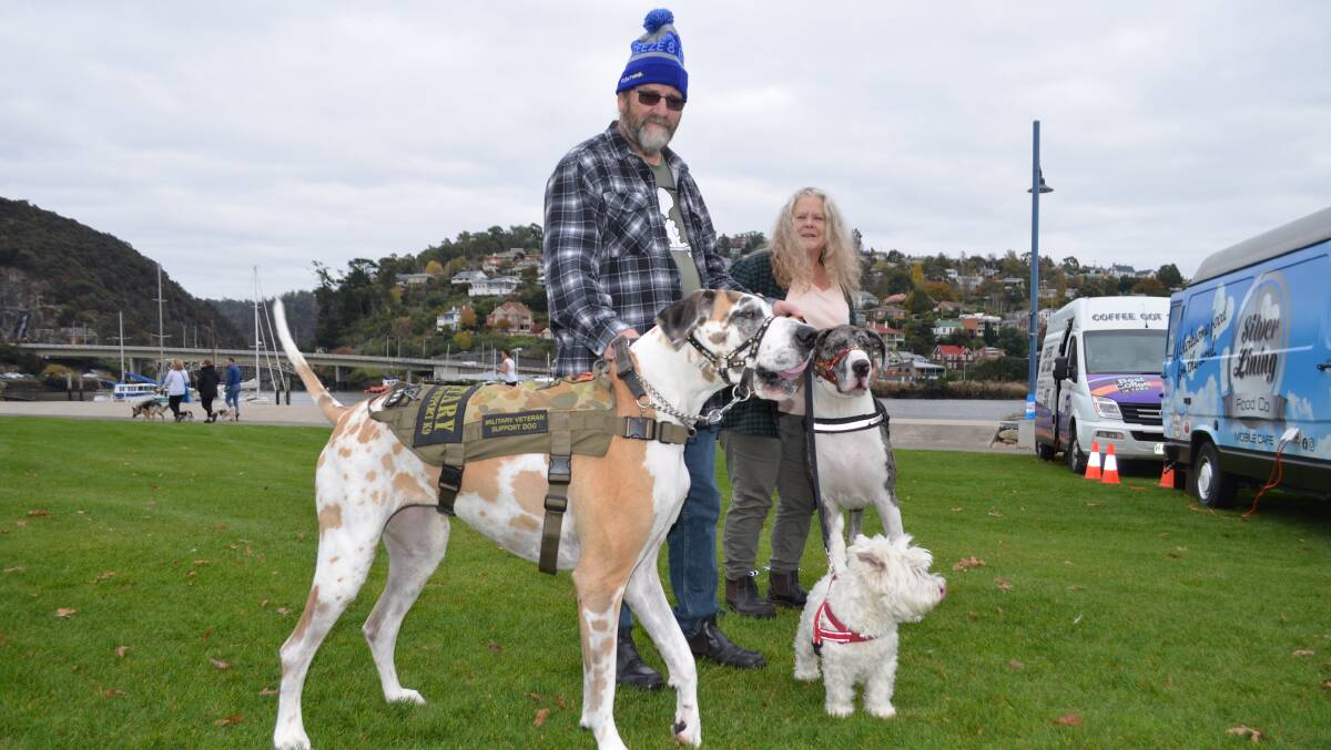 ON THE SCENT: Barry and Karen with Quinn, Hamish and Wyatt at Royal Park. Pictures: Clancy Balen