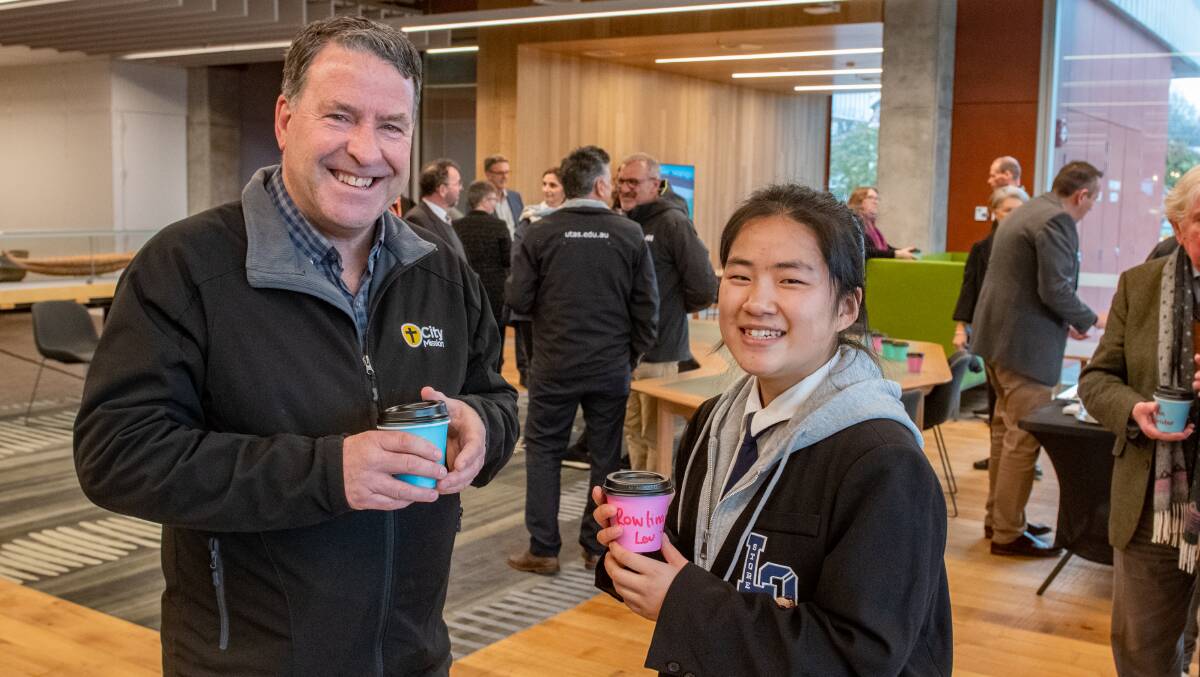 Launceston City Missions CEO Stephen Brown and Bachelor of Business and City Mission intern Rowling Luo. Picture: Paul Scambler