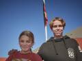 GET UP: Kiara Binns and Garina Johns at the NAIDOC flag raising ceremony, at the Tasmanian Aboriginal Centre, Launceston. Picture: Rod Thompson