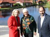 BLACKSPOT: Labor Senator for Tasmania Helen Polly, Grindelwald resident Jenny Logie, and Labor candidate for Bass Ross Hart at yesterday's funding announcement, Grindelwald. Picture: supplied.