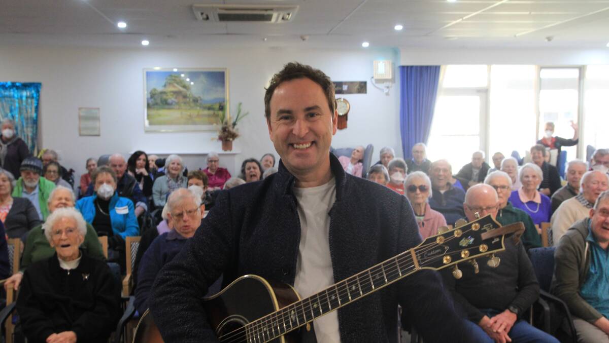 Damien Leith peformed for residents at Regis aged care centre in Legana on Saturday afternoon. Picture: Satria Dyer-Darmawan