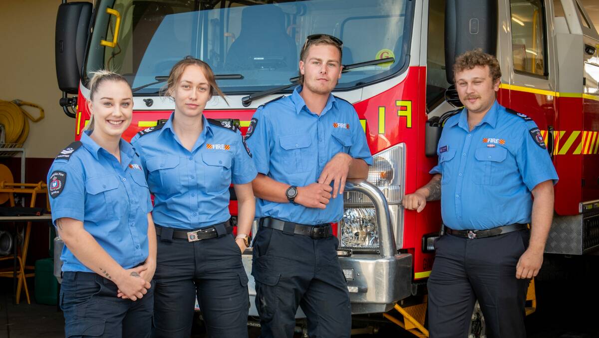 Volunteers at George Town Fire Station, Gabbie Barnard, Kylie Sherriff, Casey Oliver and Travis Hinkley. 