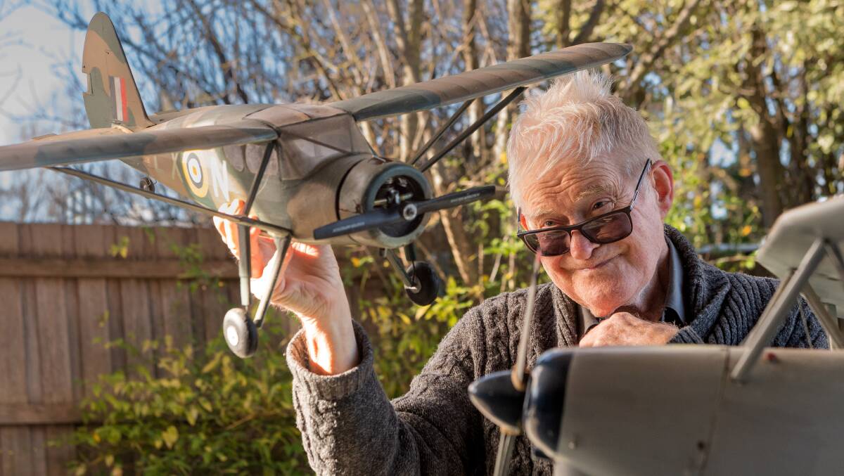 Tim Sydes has been building model aircrafts for more than 70 years. Picture: Phillip Biggs