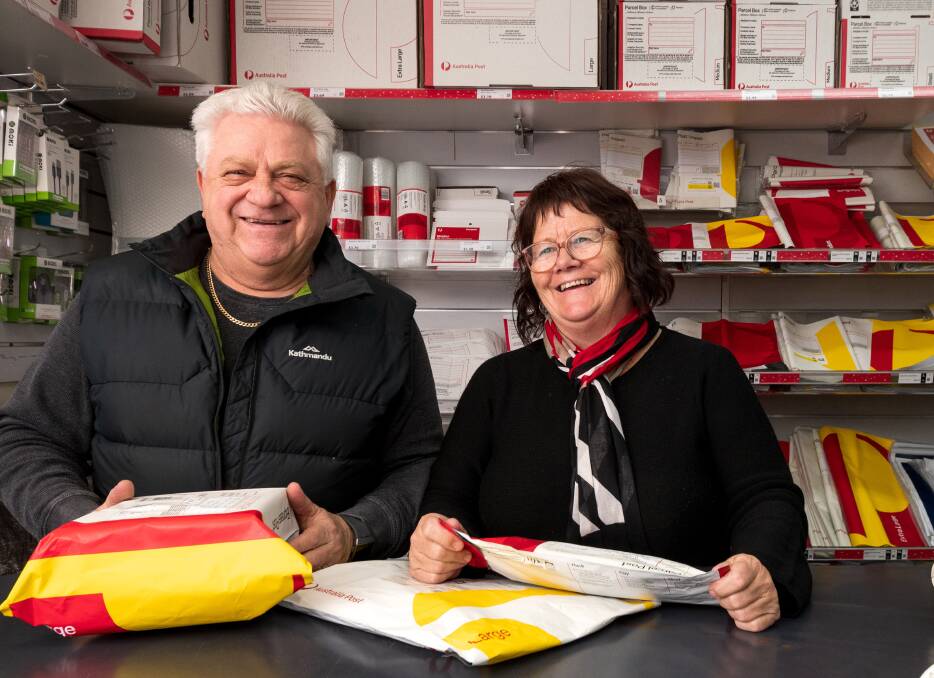 MAIL: Post Office and Newsagent owners Frank and Allana Piscioneri. Picture: Phillip Biggs