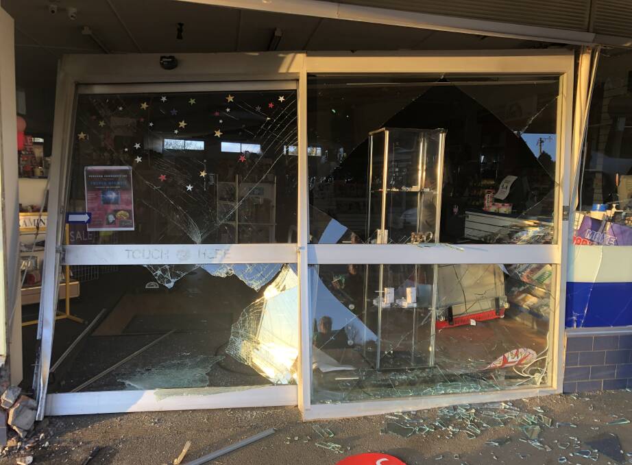 Damage to shopfront in Deloraine. Picture: Supplied