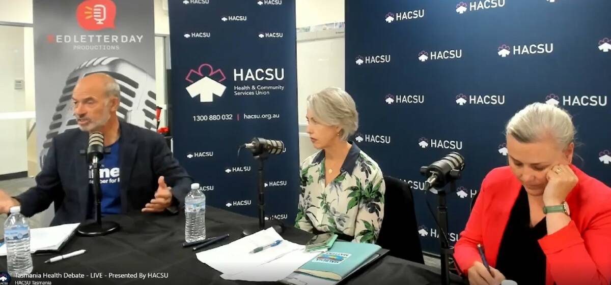 Health Minister Guy Barnett, Greens leader Dr Rosalie Woodruff and Labor health spokesperson Anita Dow debated the future of Tasmania's health system on Tuesday. 