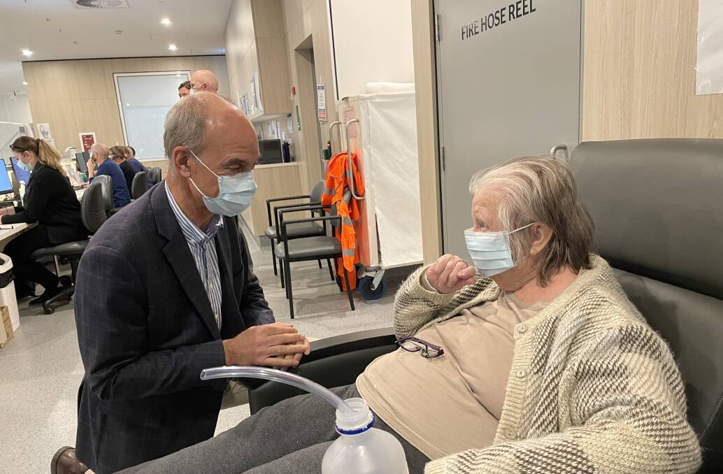 New Health Minister Guy Barnett with Dodges Ferry renal patient Wendy on Wednesday. Photo by Ben Seeder
