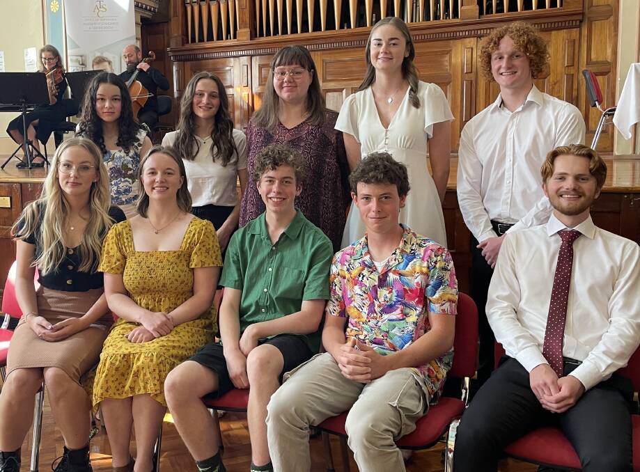 Ten of Launceston's top school achievers were among those honoured with Outstanding Achievement Awards in Hobart on Monday. Photo by Ben Seeder 