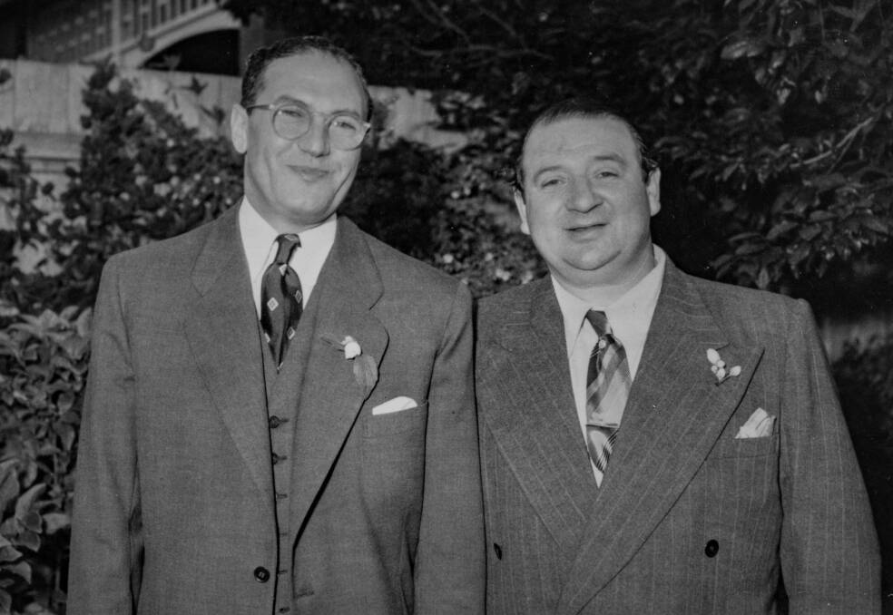 Harry Lewis (right) pictured at a wedding on December 6, 1950. Picture supplied